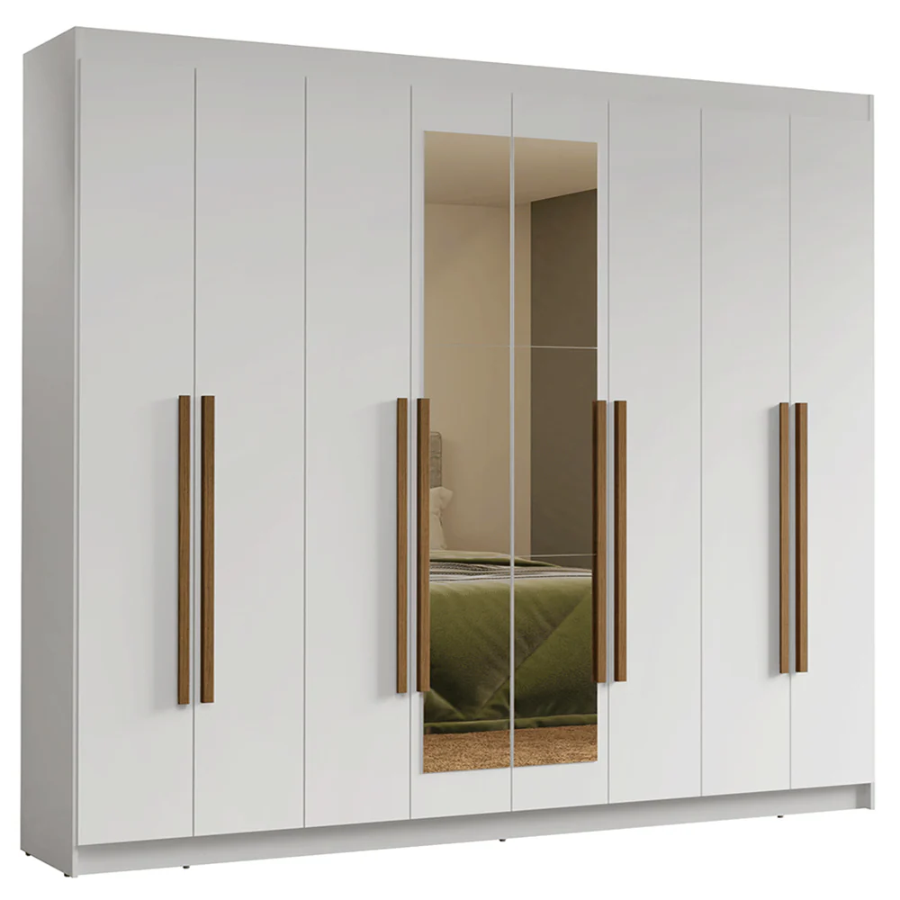 Guarda-Roupa Casal 8 Portas Batentes com Espelho Branco/Branco/Rustic Venus Madesa - Image 2