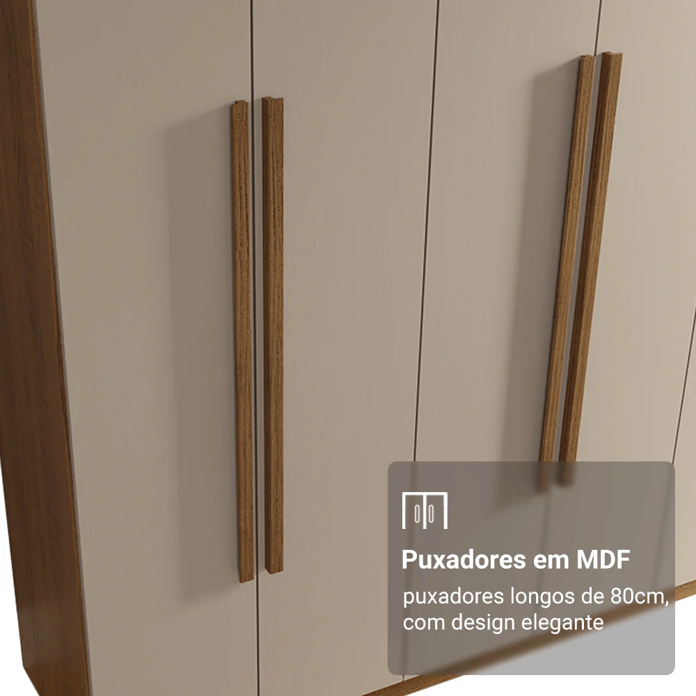 Guarda-Roupa Casal 8 Portas Batentes Rustic/Crema/Rustic Venus Madesa - Image 6