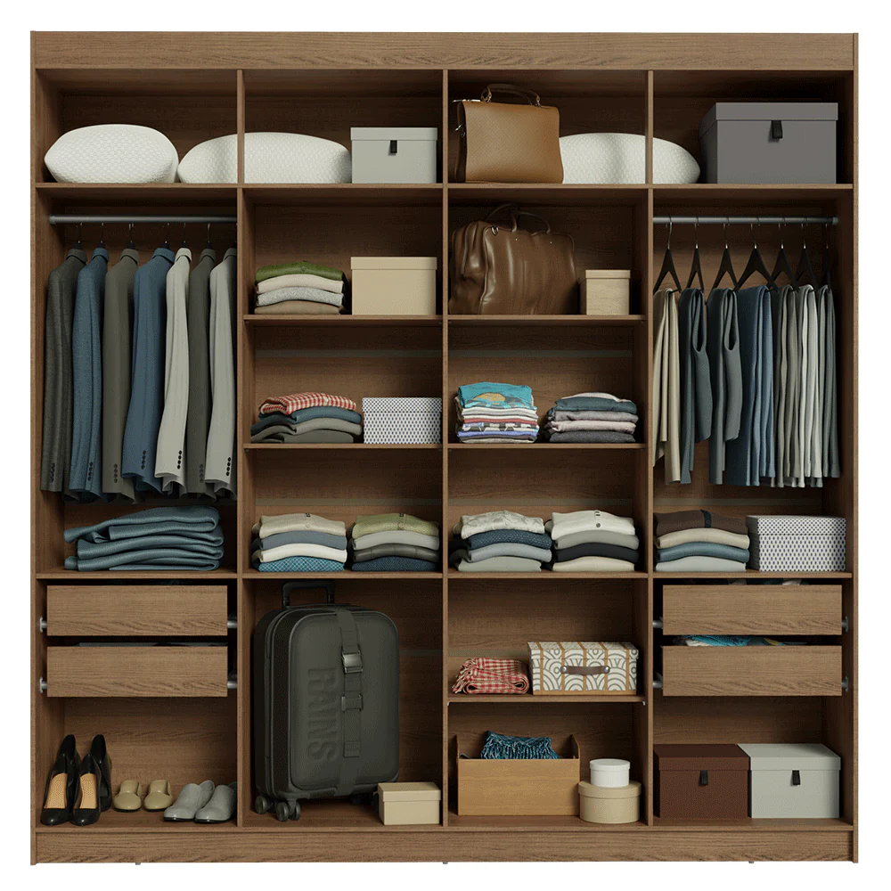 Guarda-Roupa Casal 8 Portas Batentes Rustic/Crema/Rustic Venus Madesa - Image 9