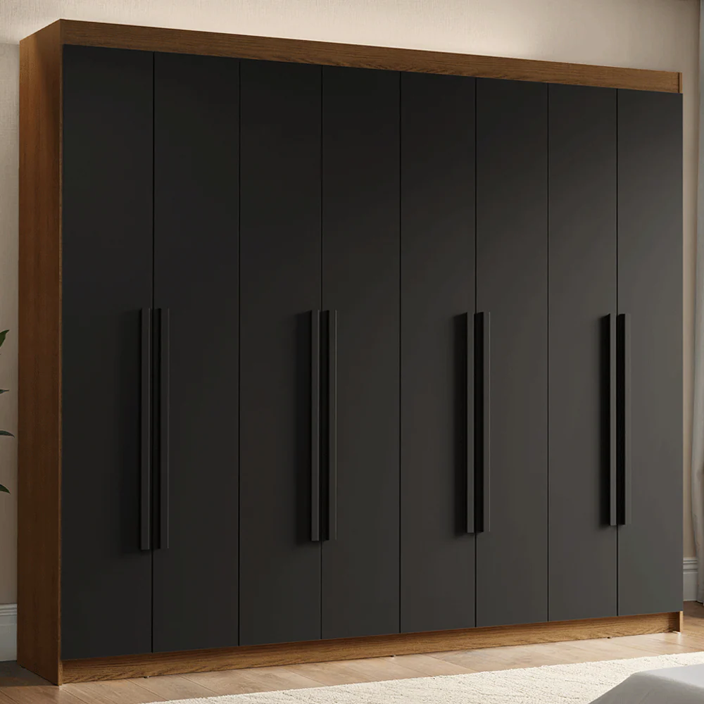 Guarda-Roupa Casal 8 Portas Batentes Rustic/Preto/Preto Venus Madesa - Image 2
