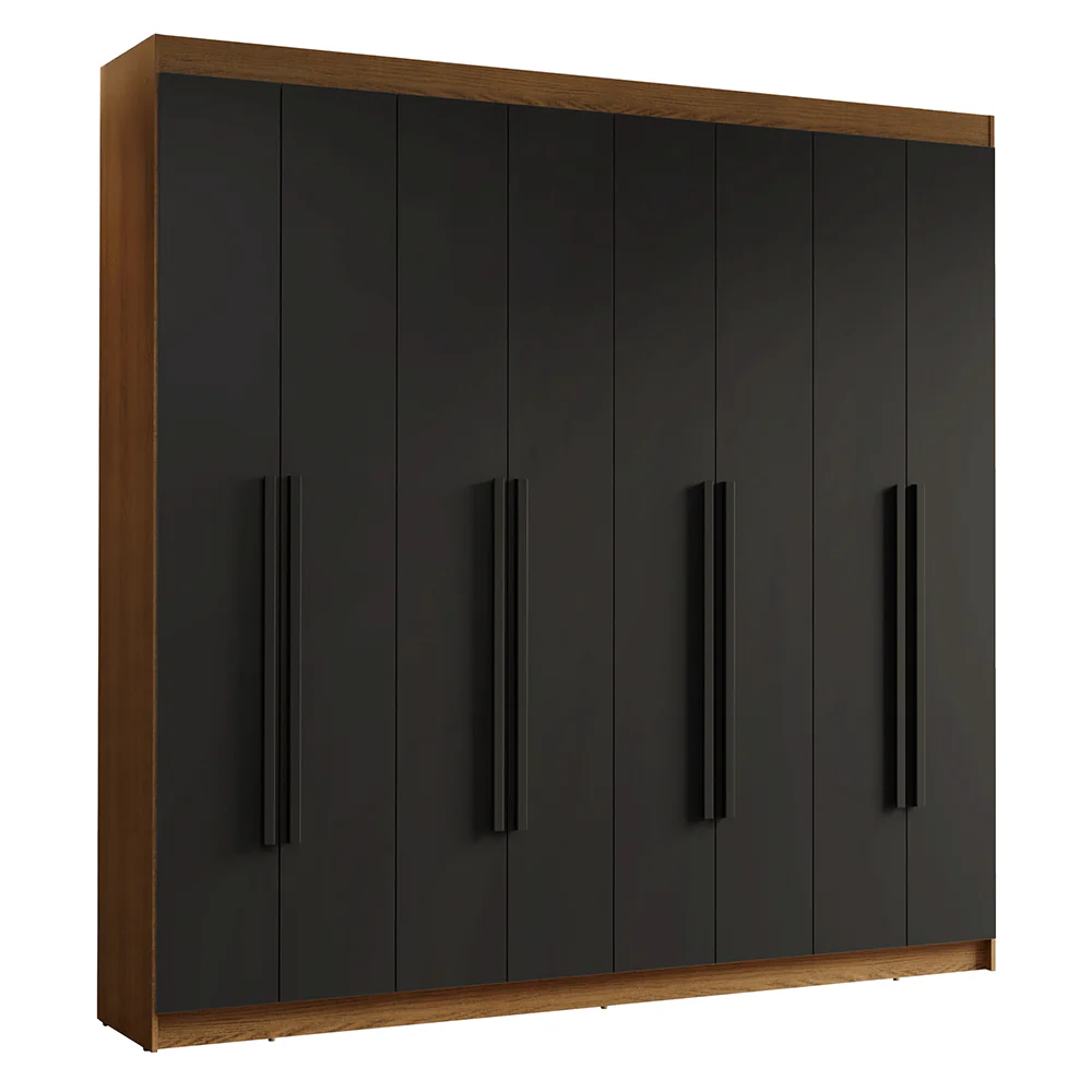Guarda-Roupa Casal 8 Portas Batentes Rustic/Preto/Preto Venus Madesa - Image 3