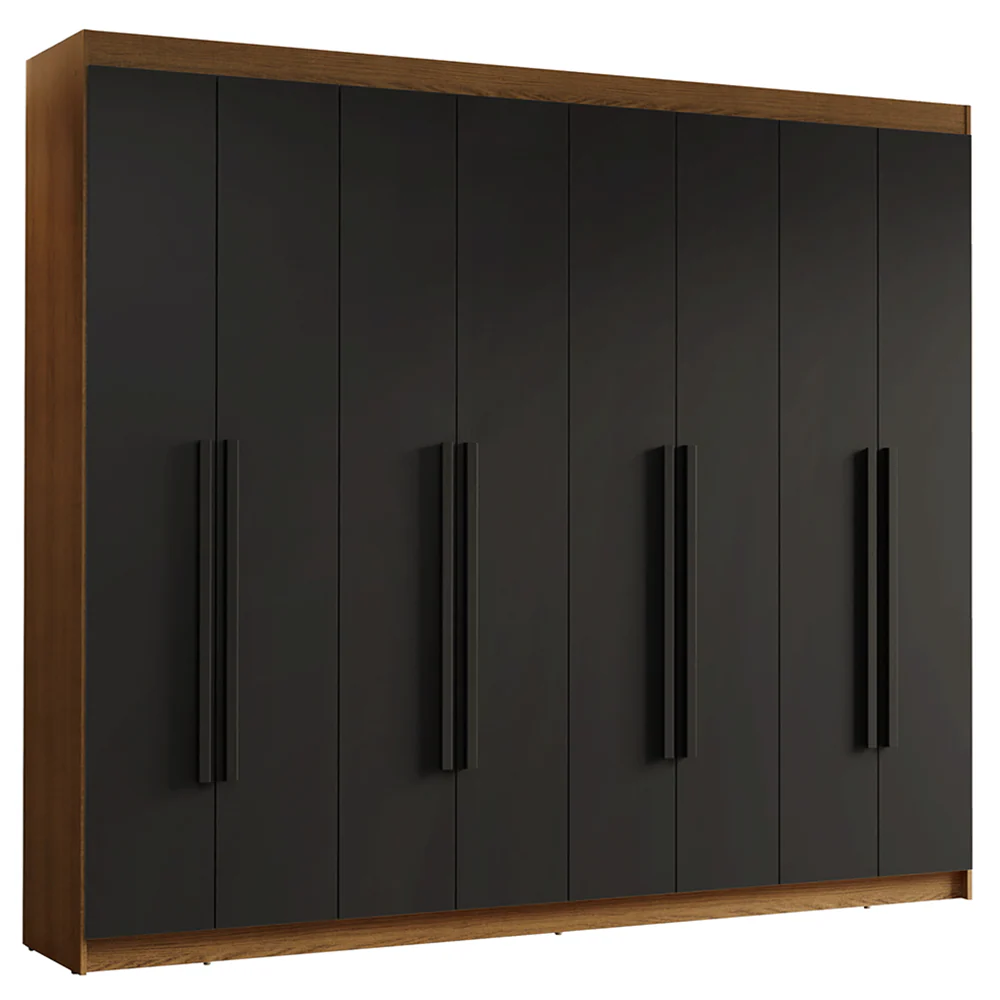 Guarda-Roupa Casal 8 Portas Batentes Rustic/Preto/Preto Venus Madesa - Image 4