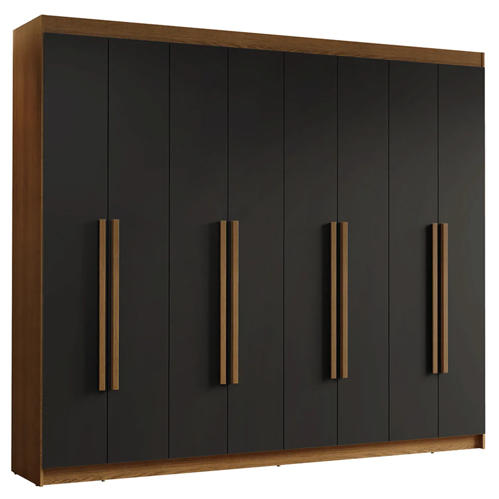 Guarda-Roupa Casal 8 Portas Batentes Rustic/Preto/Rustic Venus Madesa - Image 2