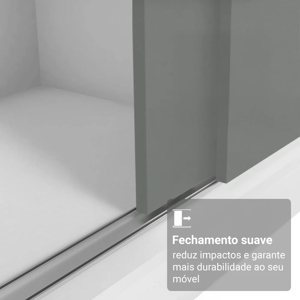 Guarda-Roupa Casal com Pés 3 Portas de Correr Branco/Cinza Reno Madesa - Image 5