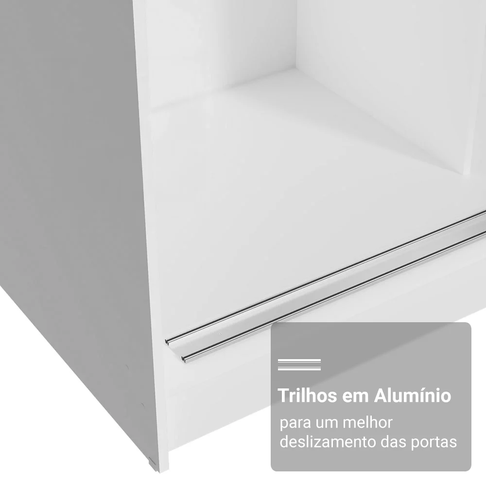 Guarda-Roupa Casal com Pés 3 Portas de Correr Branco/Rustic Reno Madesa - Image 6