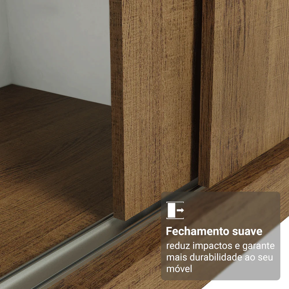 Guarda-Roupa Casal com Pés 3 Portas de Correr Rustic Reno Madesa - Image 5