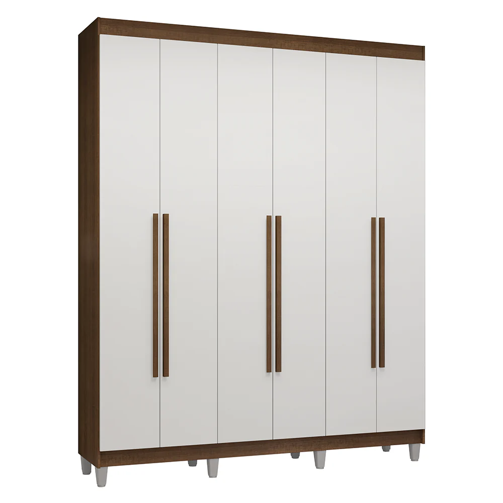 Guarda-Roupa Casal com Pés 6 Portas Batentes Rustic/Branco/Rustic Venus Madesa - Image 2