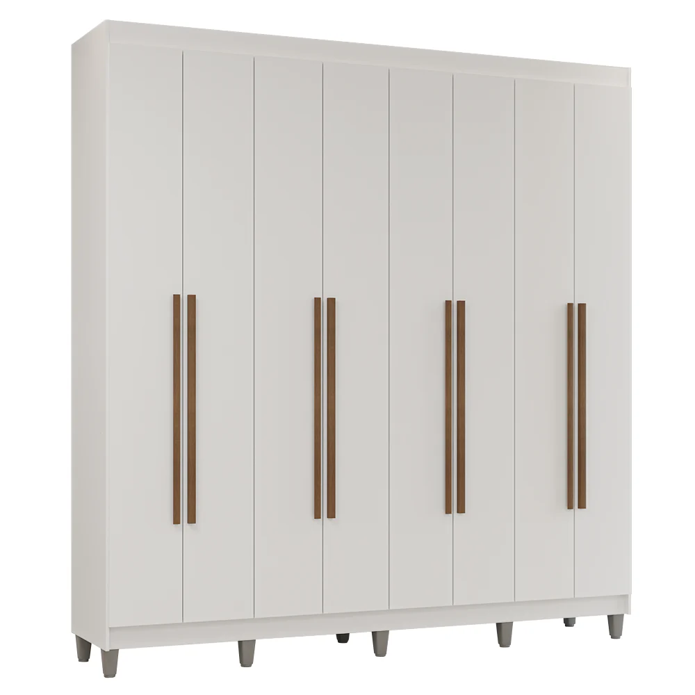 Guarda-Roupa Casal com Pés 8 Portas Batentes Branco/Branco/Rustic Venus Madesa - Image 2