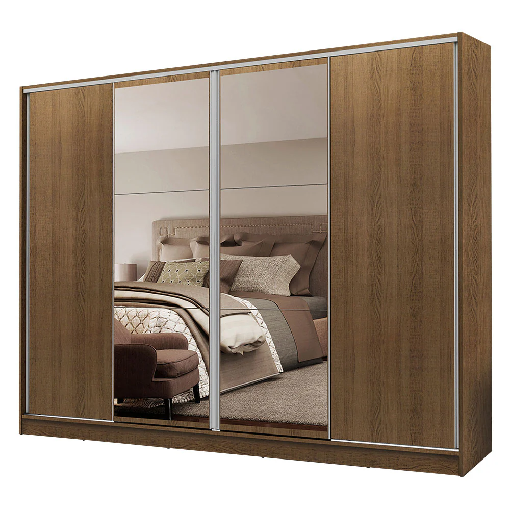Guarda-Roupa Casal Madesa Apolo 4 Portas de Correr com Espelho Rustic - Image 2