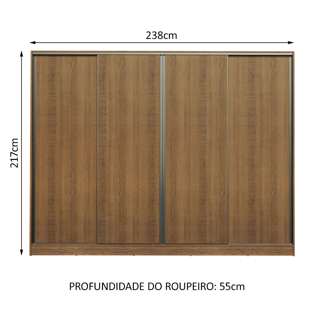 Guarda-Roupa Casal Madesa Apolo 4 Portas de Correr Rustic - Image 3