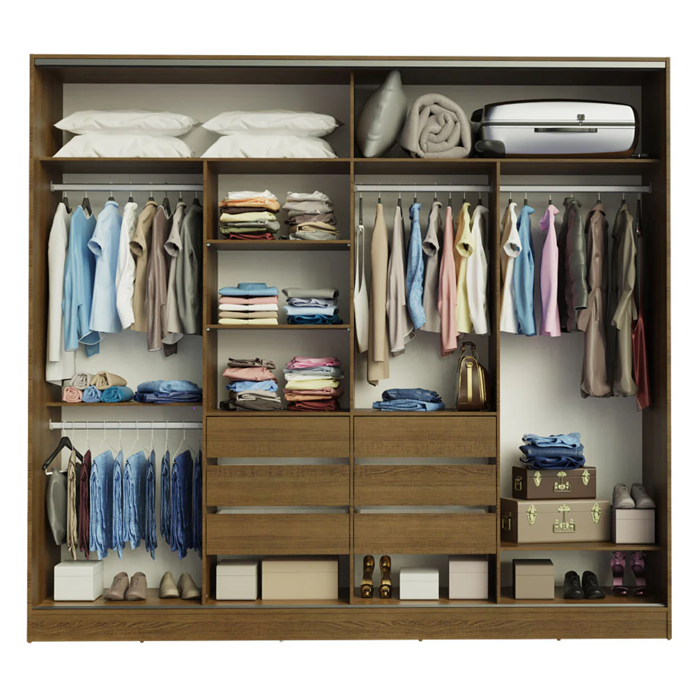 Guarda-Roupa Casal Madesa Apolo 4 Portas de Correr Rustic - Image 4