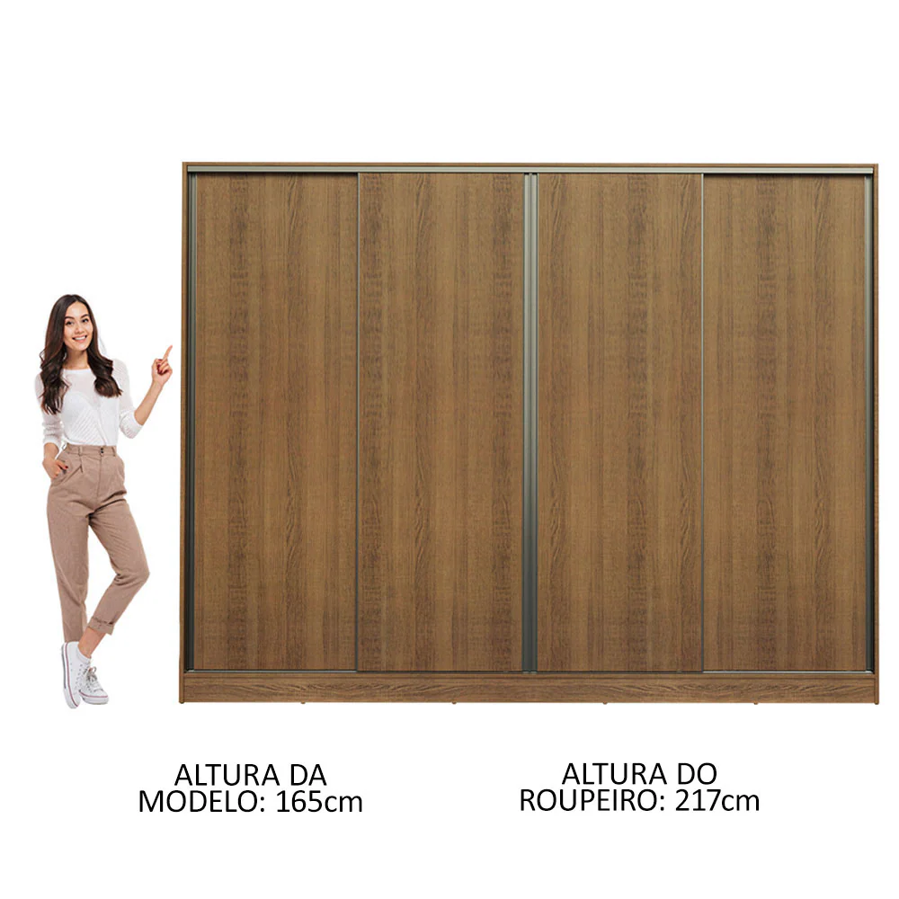 Guarda-Roupa Casal Madesa Apolo 4 Portas de Correr Rustic - Image 5