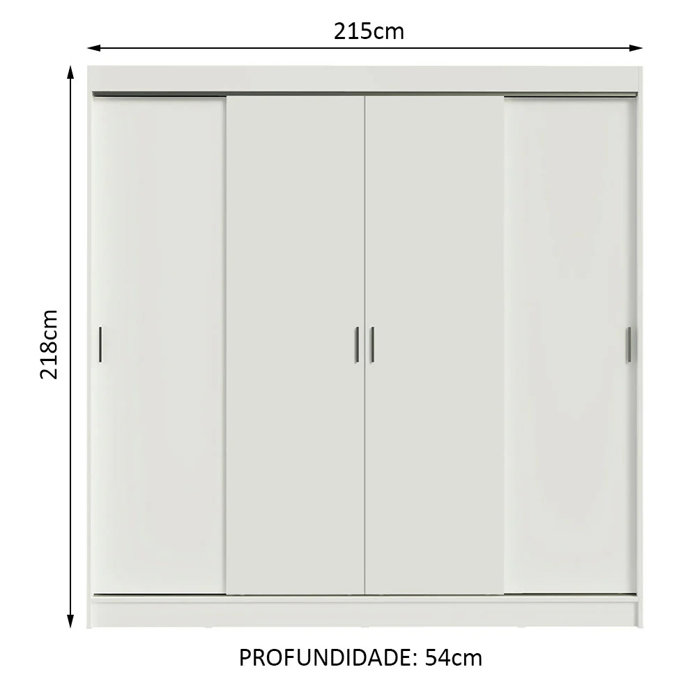 Guarda-Roupa Casal Madesa Austin 4 Portas de Correr 3 Gavetas Branco - Image 3