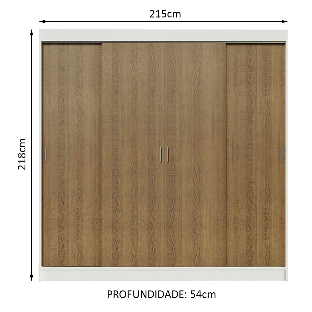 Guarda-Roupa Casal Madesa Austin 4 Portas de Correr 3 Gavetas Branco/Rustic - Image 3