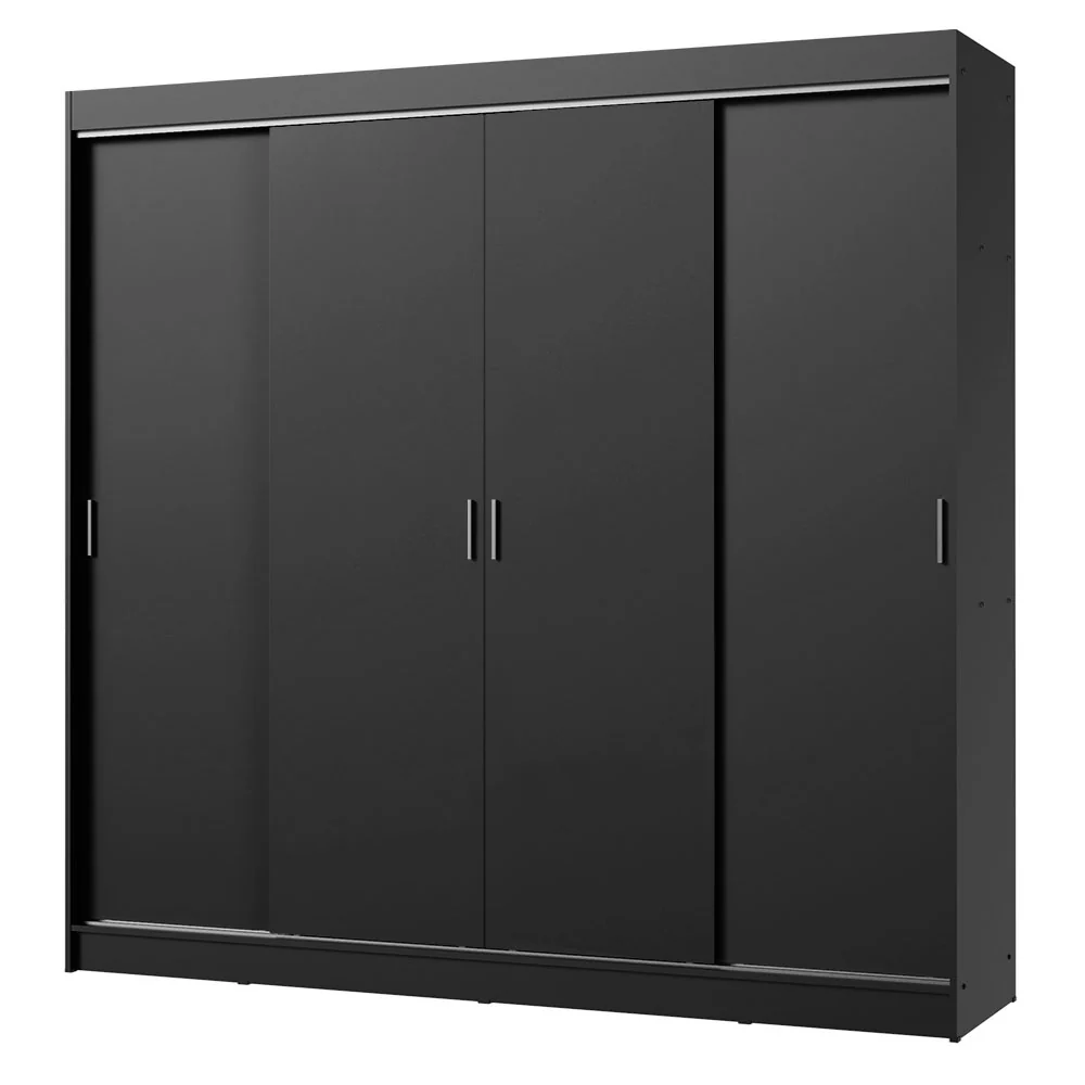 Guarda-Roupa Casal Madesa Austin 4 Portas de Correr 3 Gavetas Preto - Image 2
