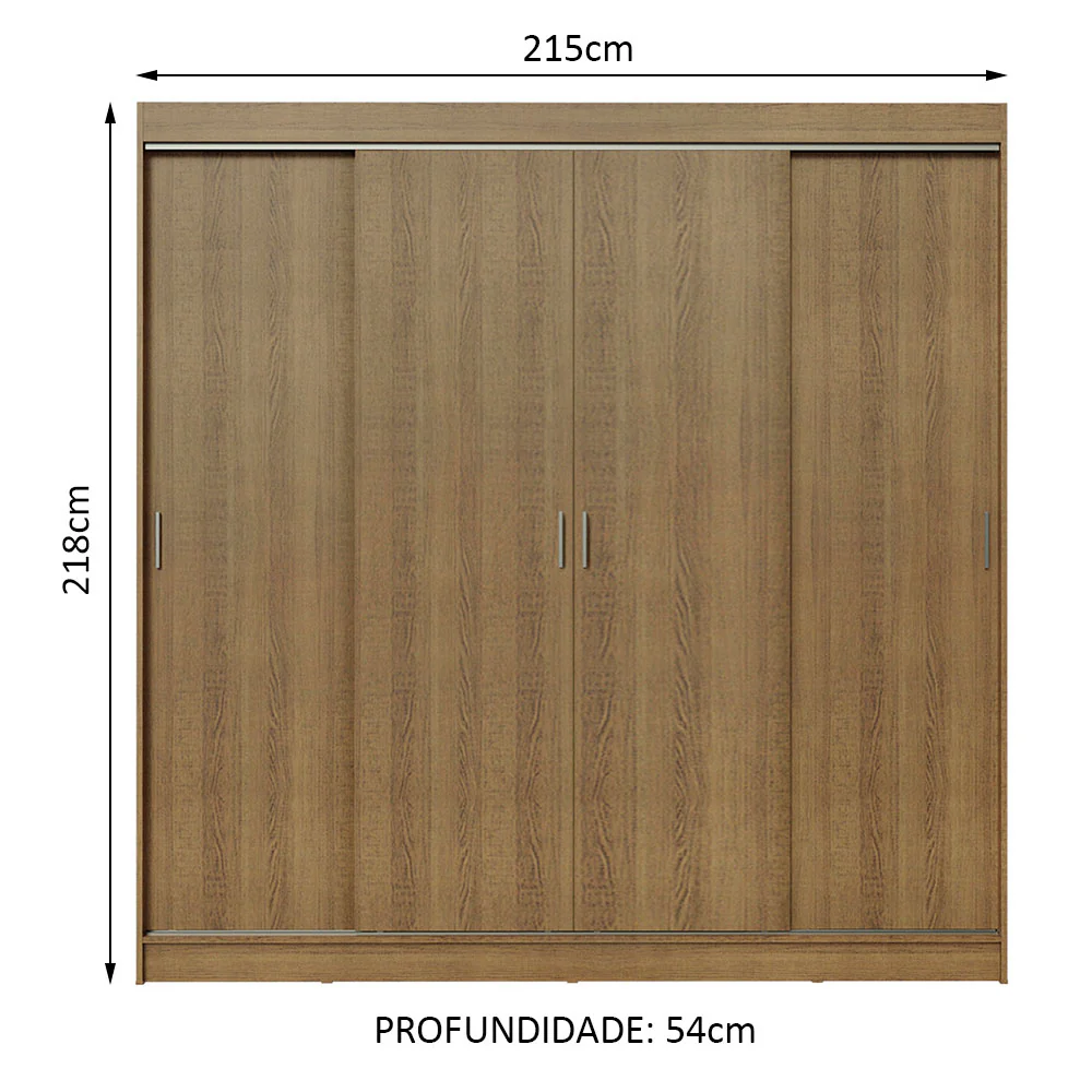 Guarda-Roupa Casal Madesa Austin 4 Portas de Correr 3 Gavetas Rustic - Image 3