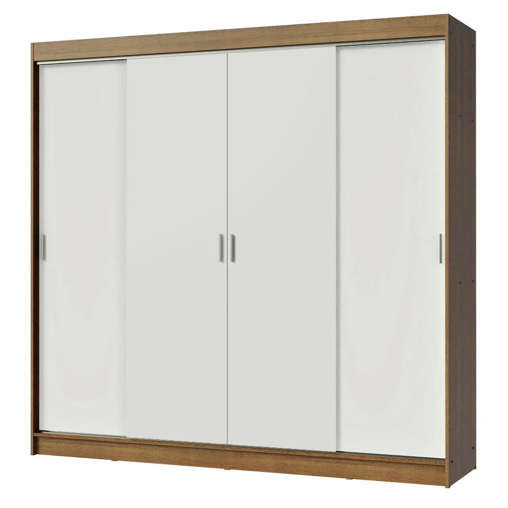 Guarda-Roupa Casal Madesa Austin 4 Portas de Correr 3 Gavetas Rustic/Branco - Image 2