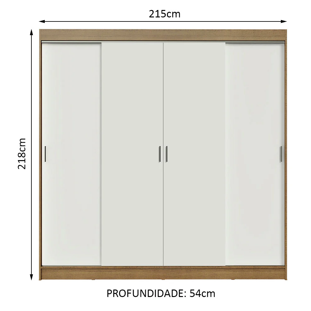 Guarda-Roupa Casal Madesa Austin 4 Portas de Correr 3 Gavetas Rustic/Branco - Image 3