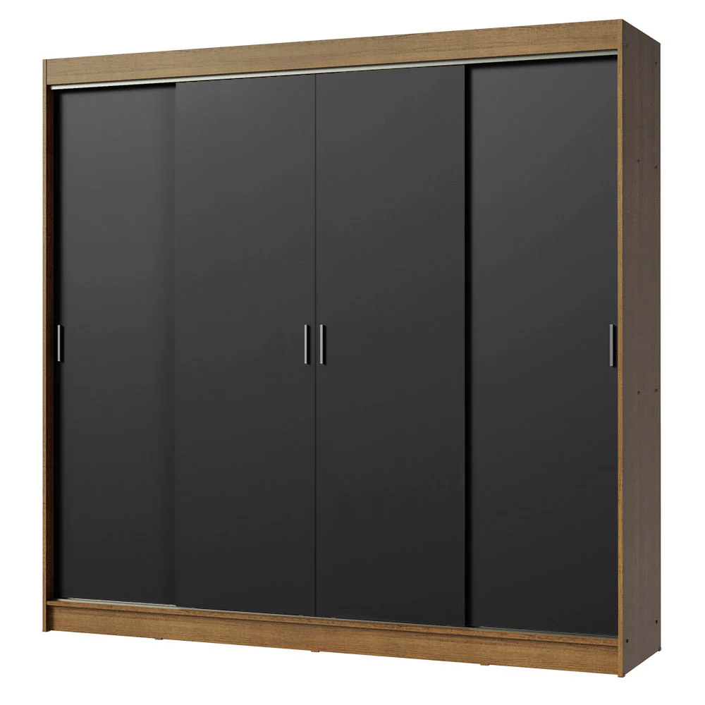Guarda-Roupa Casal Madesa Austin 4 Portas de Correr 3 Gavetas Rustic/Preto - Image 2