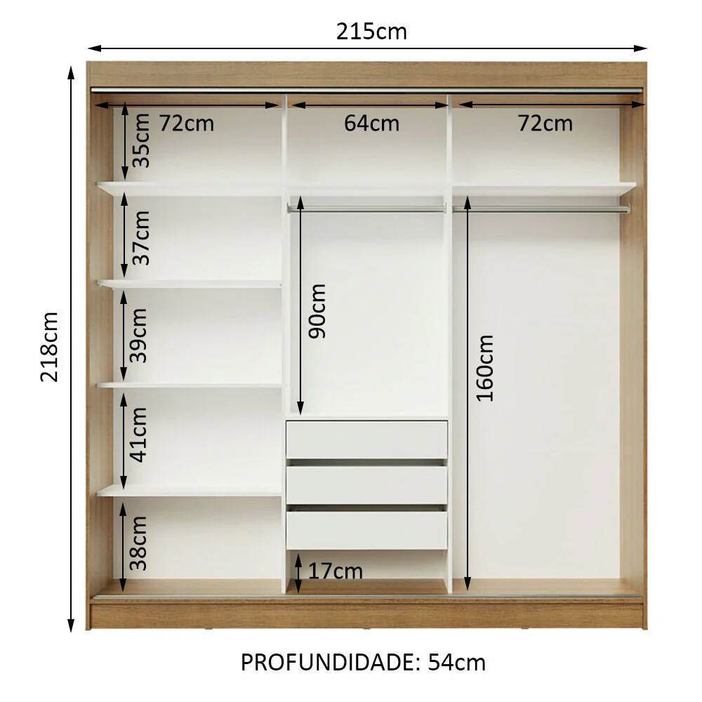 Guarda-Roupa Casal Madesa Austin 4 Portas de Correr com Espelhos 3 Gavetas Rustic - Image 11
