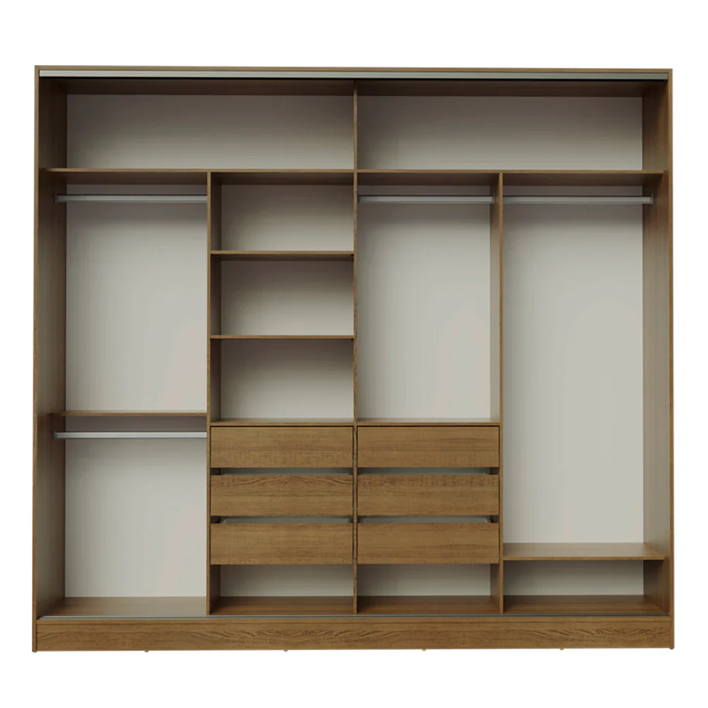Guarda-Roupa Casal Madesa Cronos 4 Portas de Correr com Espelhos Rustic - Image 10