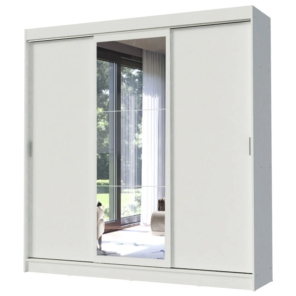 Guarda-Roupa Casal Madesa Istambul 3 Portas de Correr com Espelho 3 Gavetas Branco - Image 2