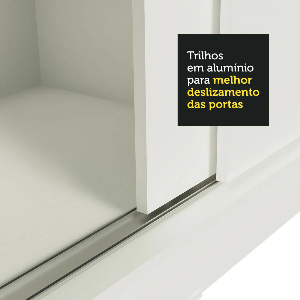 Guarda-Roupa Casal Madesa Istambul 3 Portas de Correr com Espelho 3 Gavetas Branco - Image 8