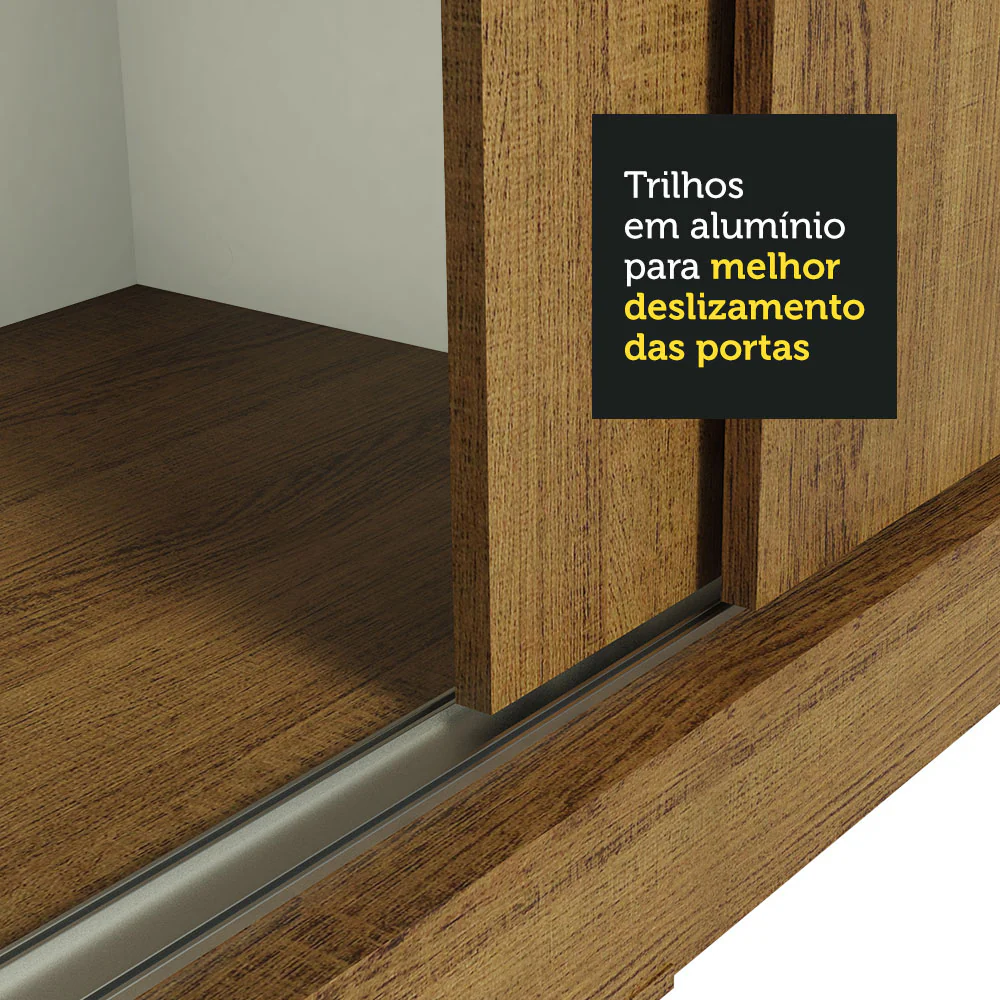 Guarda-Roupa Casal Madesa Istambul 3 Portas de Correr de Espelho 3 Gavetas Rustic - Image 8