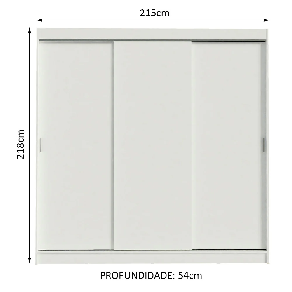 Guarda-Roupa Casal Madesa Kansas 3 Portas de Correr 3 Gavetas Branco - Image 3