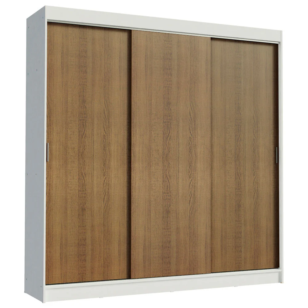 Guarda-Roupa Casal Madesa Kansas 3 Portas de Correr 3 Gavetas Branco/Rustic - Image 2