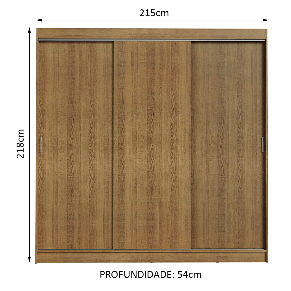 Guarda-Roupa Casal Madesa Kansas 3 Portas de Correr 3 Gavetas Rustic - Image 3