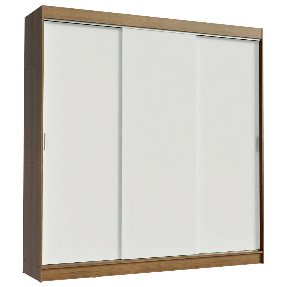 Guarda-Roupa Casal Madesa Kansas 3 Portas de Correr 3 Gavetas Rustic/Branco - Image 2