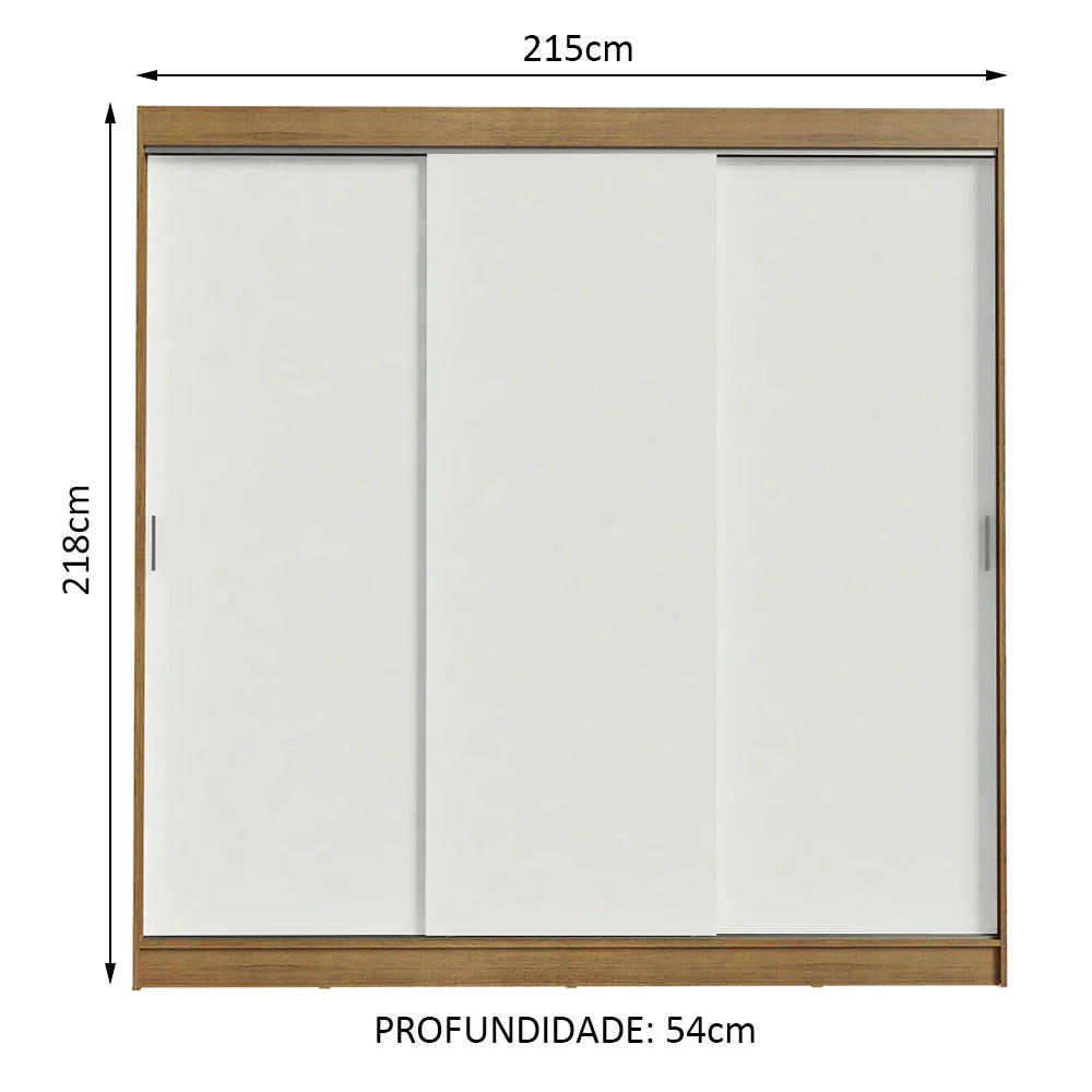 Guarda-Roupa Casal Madesa Kansas 3 Portas de Correr 3 Gavetas Rustic/Branco - Image 3