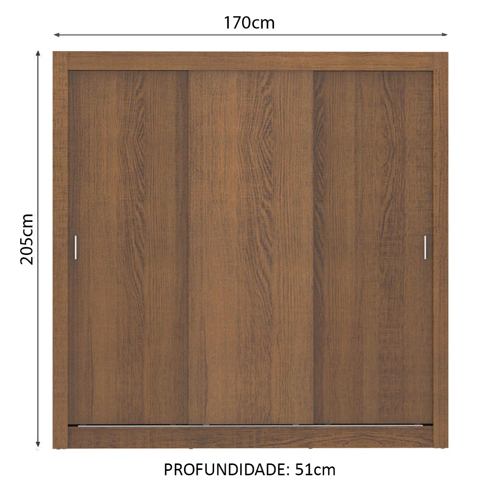 Guarda-Roupa Casal Madesa Lyon 3 Portas de Correr 2 Gavetas Rustic - Image 3