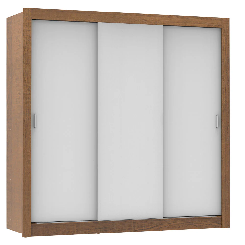Guarda-Roupa Casal Madesa Lyon 3 Portas de Correr 2 Gavetas Rustic/Branco - Image 2