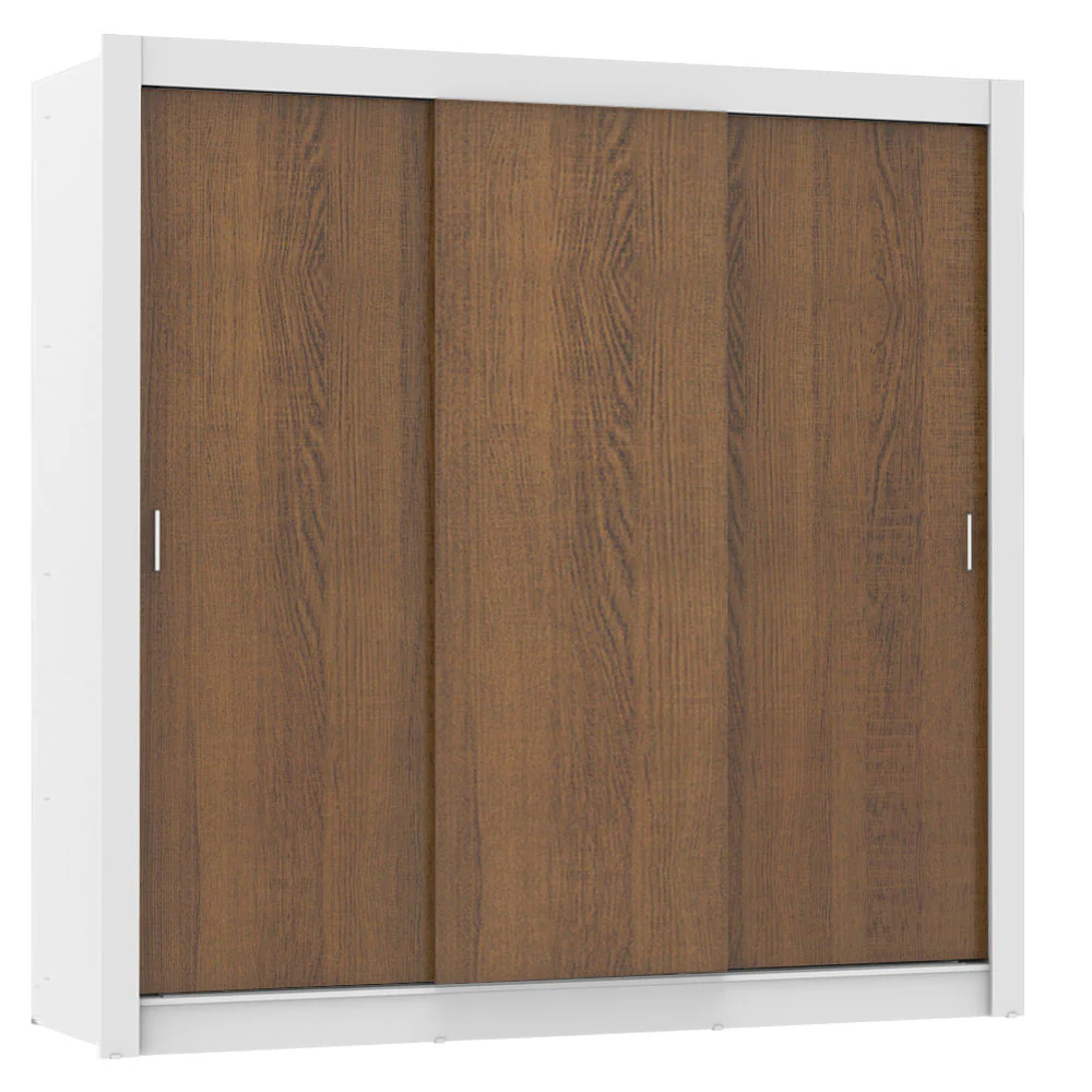 Guarda-Roupa Casal Madesa Lyon Plus 3 Portas de Correr 4 Gavetas Branco/Rustic - Image 2