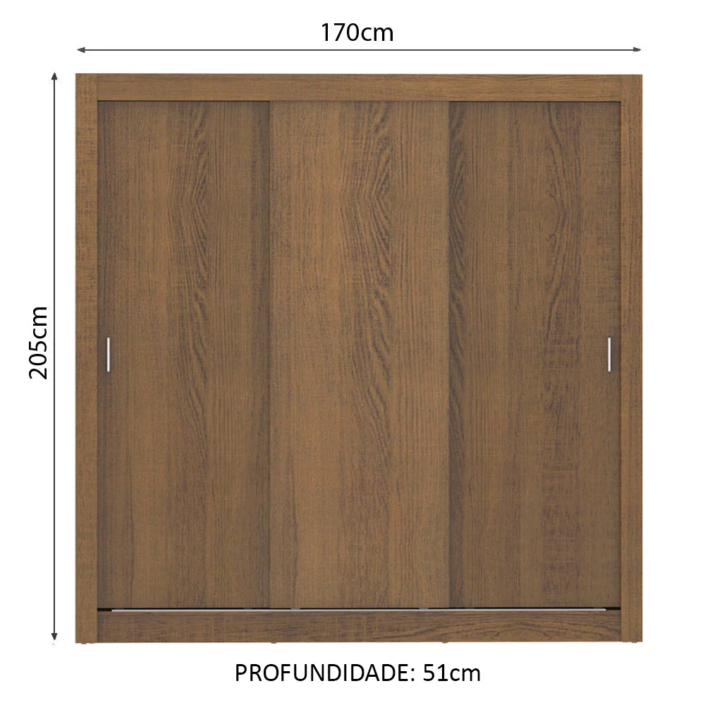 Guarda-Roupa Casal Madesa Lyon Plus 3 Portas de Correr 4 Gavetas Rustic - Image 3