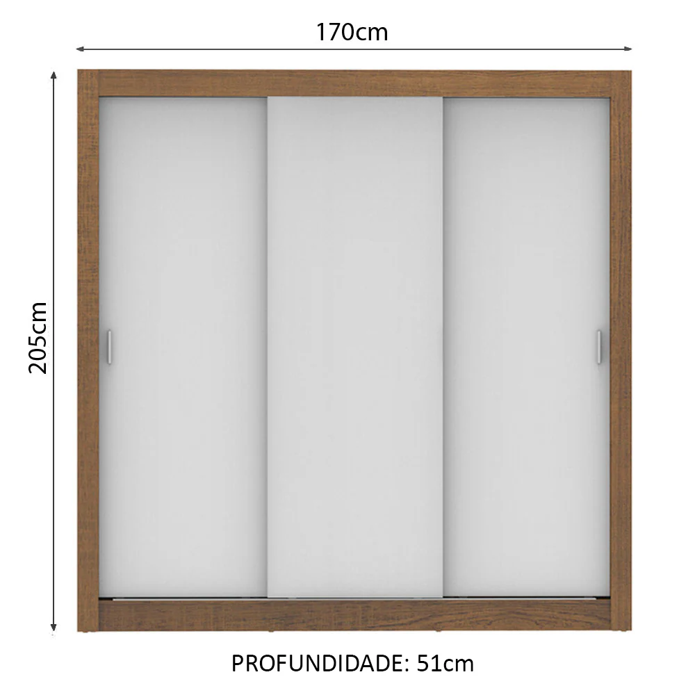 Guarda-Roupa Casal Madesa Lyon Plus 3 Portas de Correr 4 Gavetas Rustic/Branco - Image 3