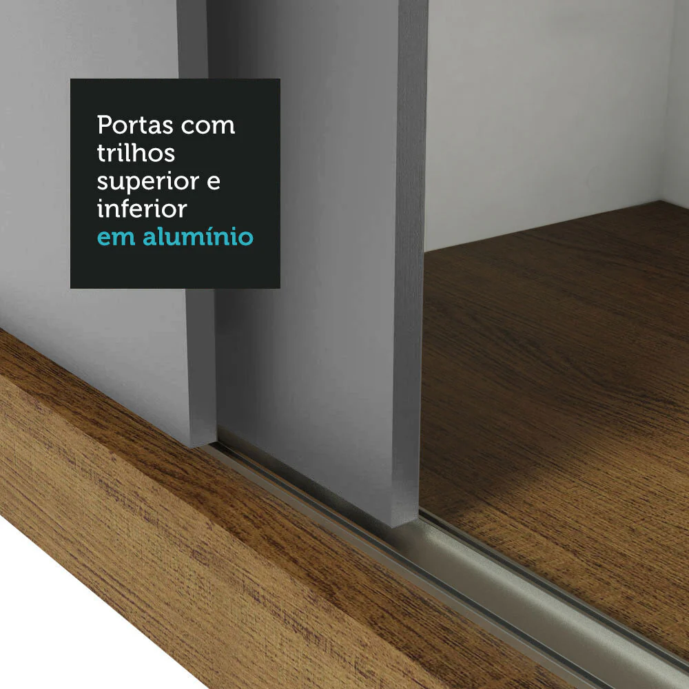 Guarda-Roupa Casal Madesa Mônaco 3 Portas de Correr com Espelho Rustic/Cinza - Image 8