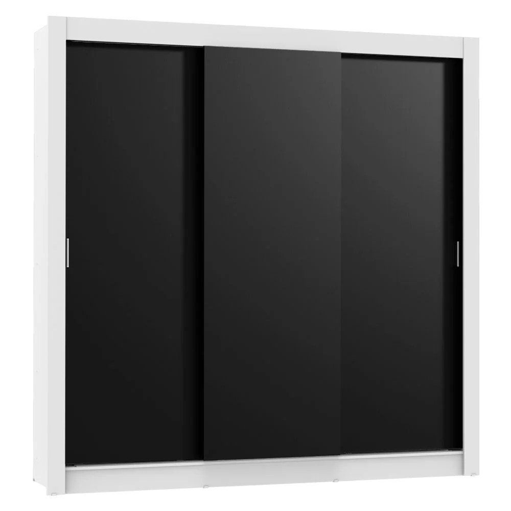 Guarda-Roupa Casal Madesa Mônaco 3 Portas de Correr Branco/Preto - Image 2