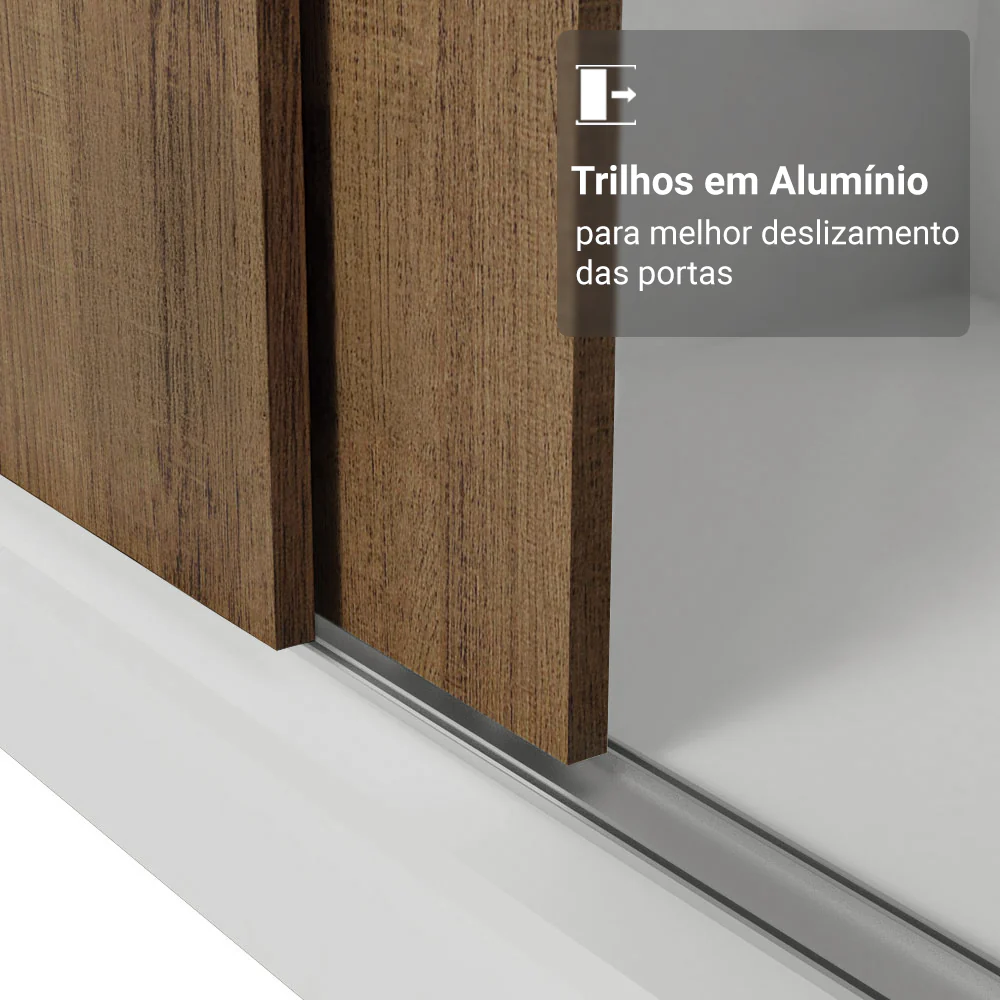 Guarda-Roupa Casal 3 Portas de Correr com Espelho Branco/Rustic Madesa Mônaco - Image 7