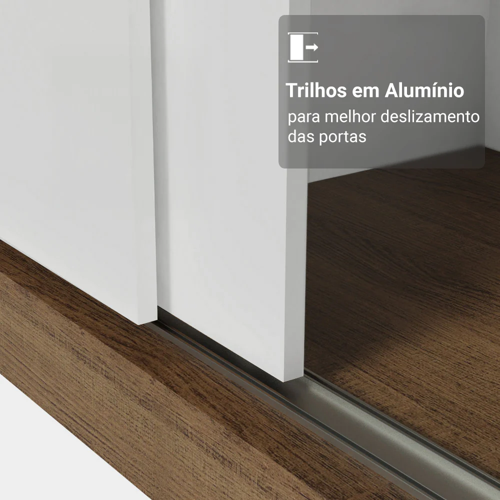Guarda-Roupa Casal 3 Portas de Correr com Espelho Rustic/Branco Madesa Mônaco - Image 7