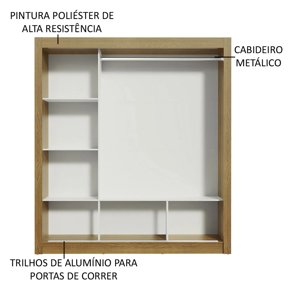 Guarda-Roupa Casal Madesa Mônaco 3 Portas de Correr com Espelho Rustic/Preto - Image 6