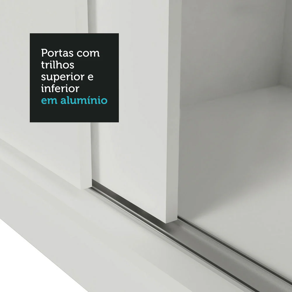 Guarda-Roupa Casal Madesa Mônaco 3 Portas de Correr com Espelhos Branco - Image 8