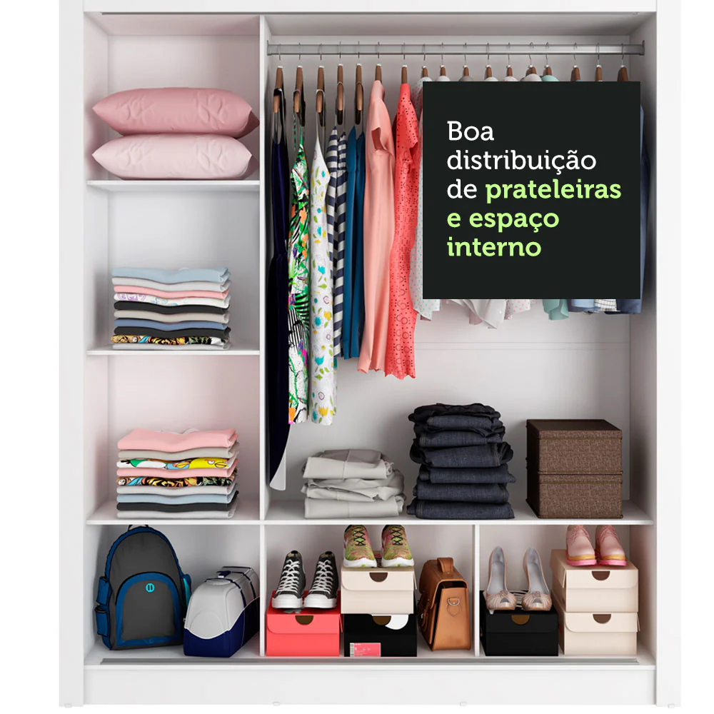 Guarda-Roupa Casal Madesa Mônaco 3 Portas de Correr com Espelhos Branco/Rustic - Image 7