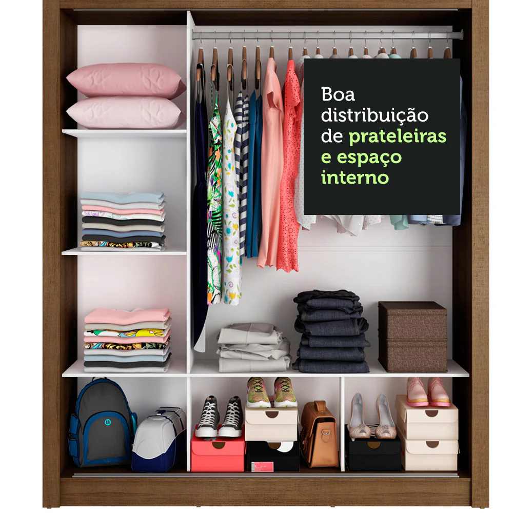 Guarda-Roupa Casal Madesa Mônaco 3 Portas de Correr com Espelhos Rustic/Preto - Image 7