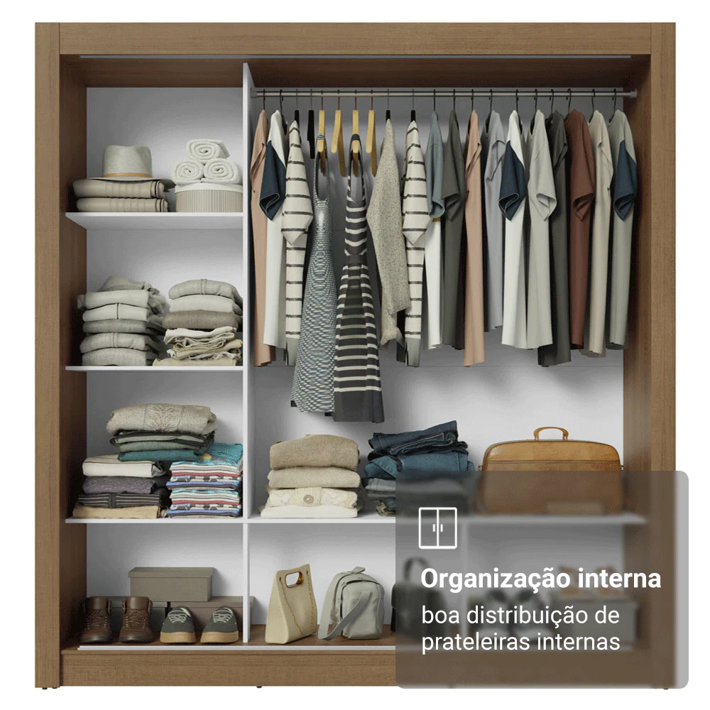 Guarda-Roupa Casal 3 Portas de Correr Rustic Madesa Mônaco - Image 6