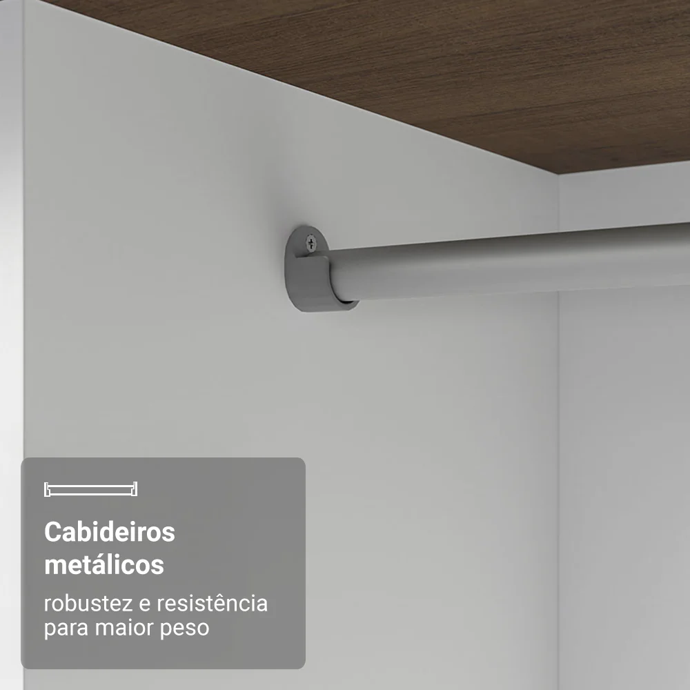 Guarda-Roupa Casal 3 Portas de Correr Rustic/Branco Madesa Mônaco - Image 5