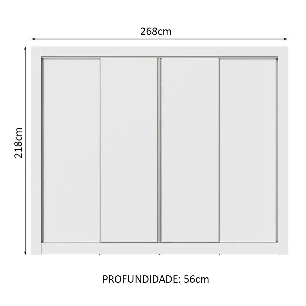 Guarda-Roupa Casal Madesa Montana 4 Portas de Correr Branco - Image 3