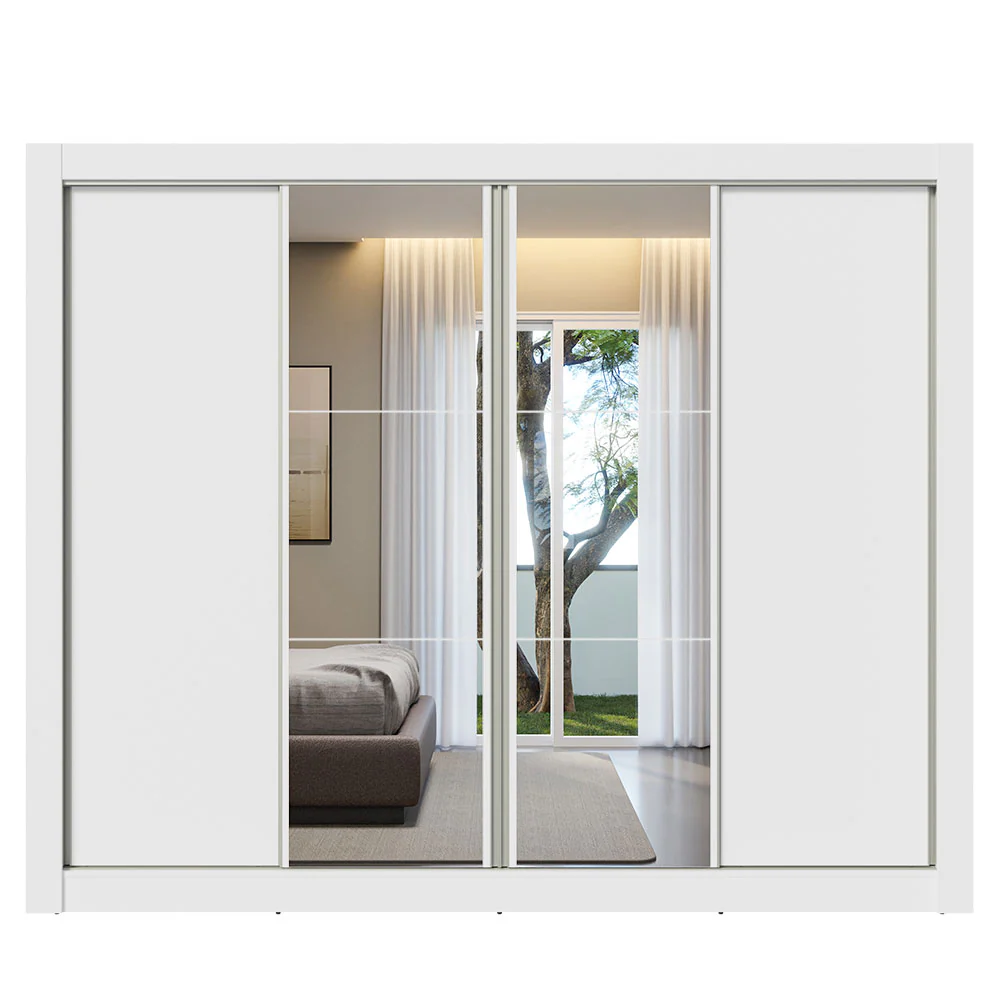 Guarda-Roupa Casal Madesa Montana 4 Portas de Correr com Espelho Branco - Image 11